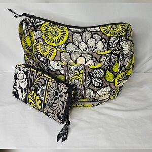 Vera Bradley CITRON Pattern Carryall Crossbody  Handbag Purse With Wallet Set